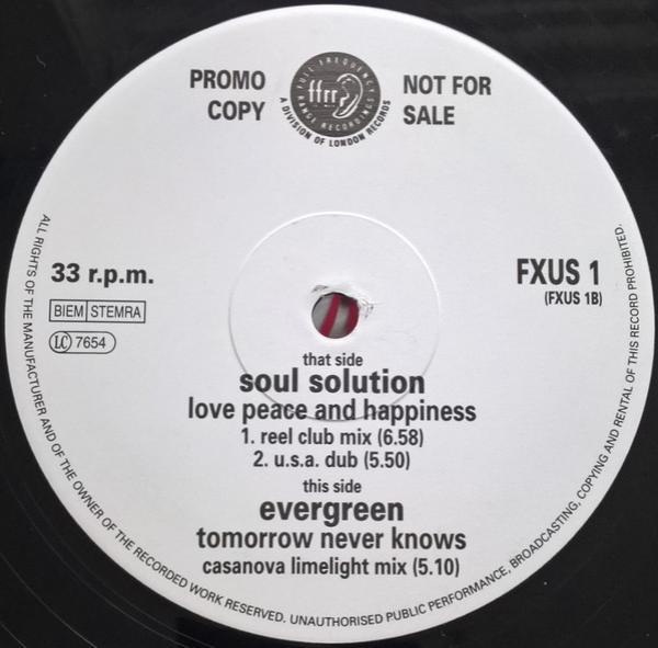 Soul Solution, Evergreen  - Love, Peace And Happiness / Tomorrow Never Knows